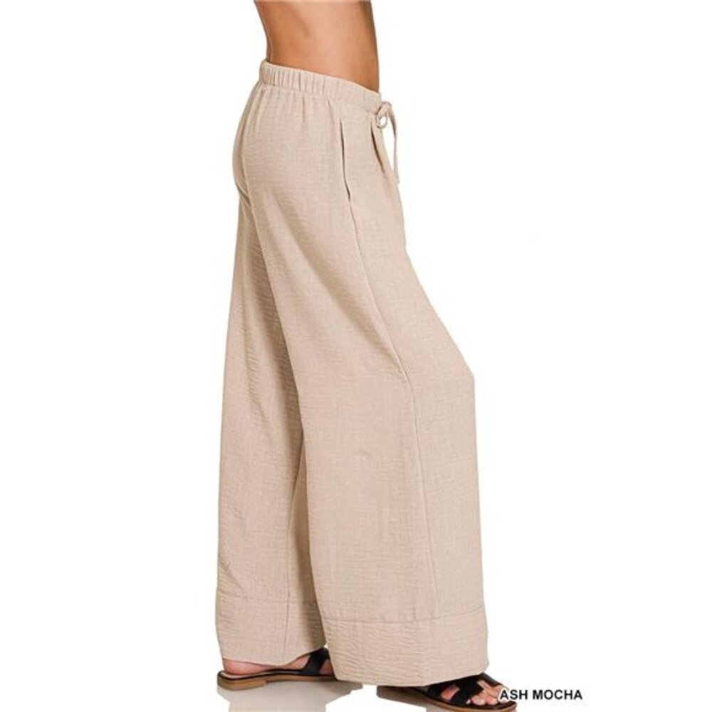 Zenana‎ Woven Airflow Drawstring Pants